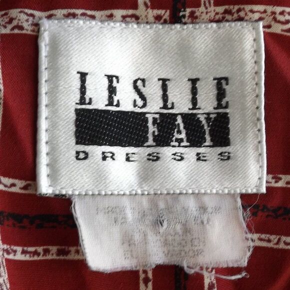 LESLIE FAY Midi Dress, XL, Dark Red Plaid, Short sleeve, Matching Belt, SS - Picture 11 of 12